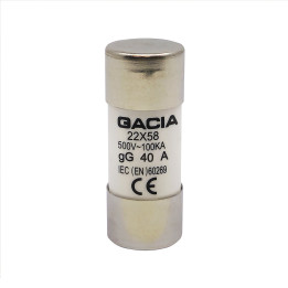 22x58 gG 40A cilindriskais drošinātājs 500VAC