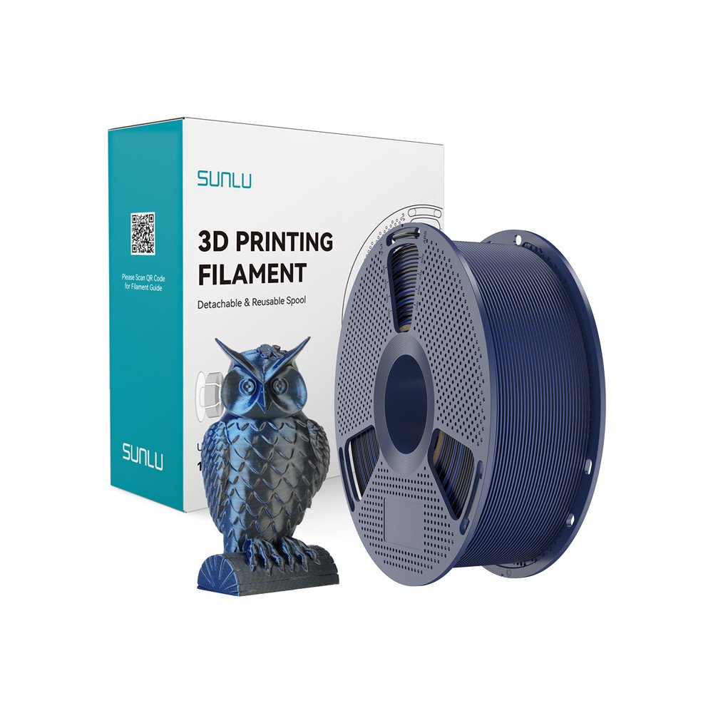 Sunlu PLA+ zida divkrasu pavediens (melns un zils)