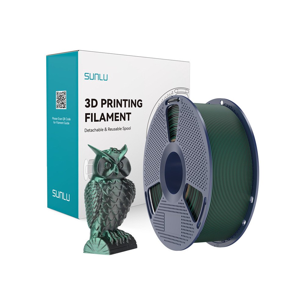 Sunlu PLA+ silko dvieju spalvu siulas (juoda ir zalia)