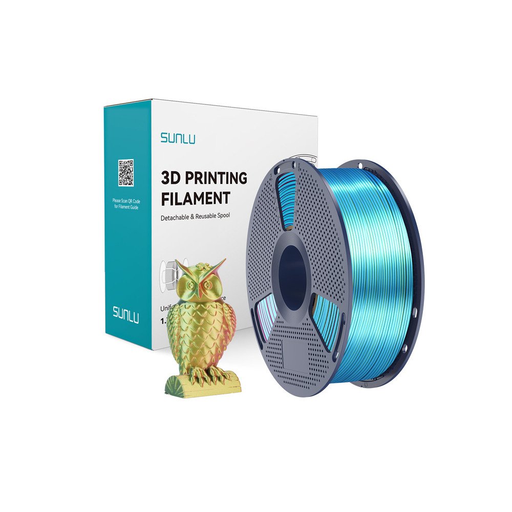 Sunlu PLA+ Silk Tri-Color Filament (red, yellow, and green)