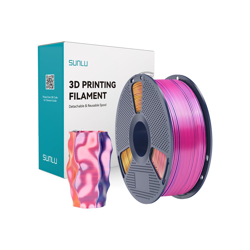 Sunlu PLA+ zida triskrasu pavediens (sarkans, dzeltens un zils)