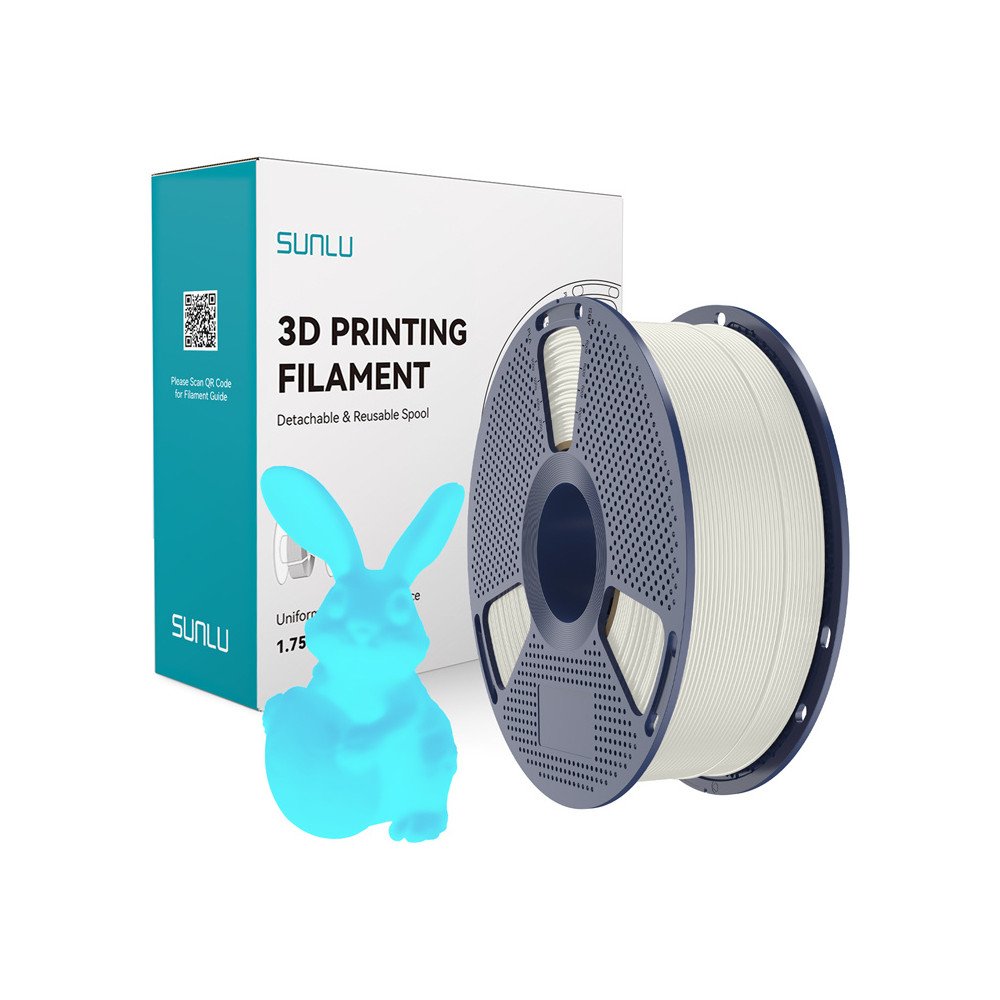 Sunlu PLA Glow-in-the-Dark Filament (White and Blue)