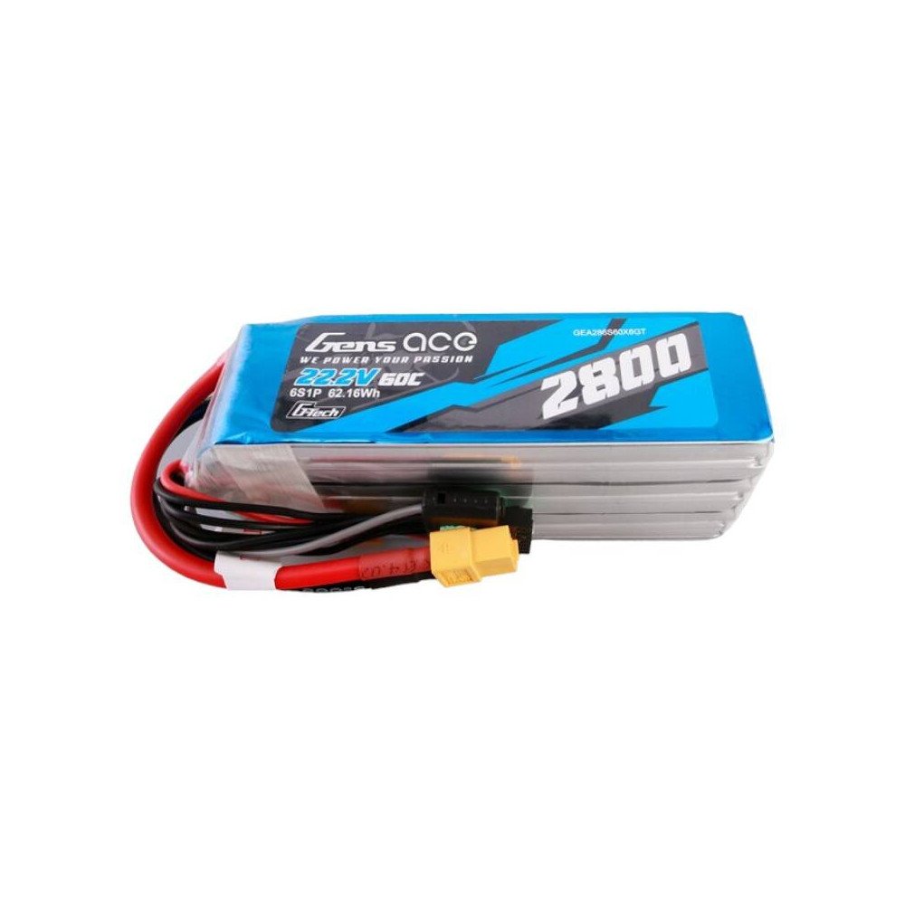 Gens ace G-Tech 2800mAh 22,2V 60C 6S1P Lipo bateriju paketas su XT60 kistuku