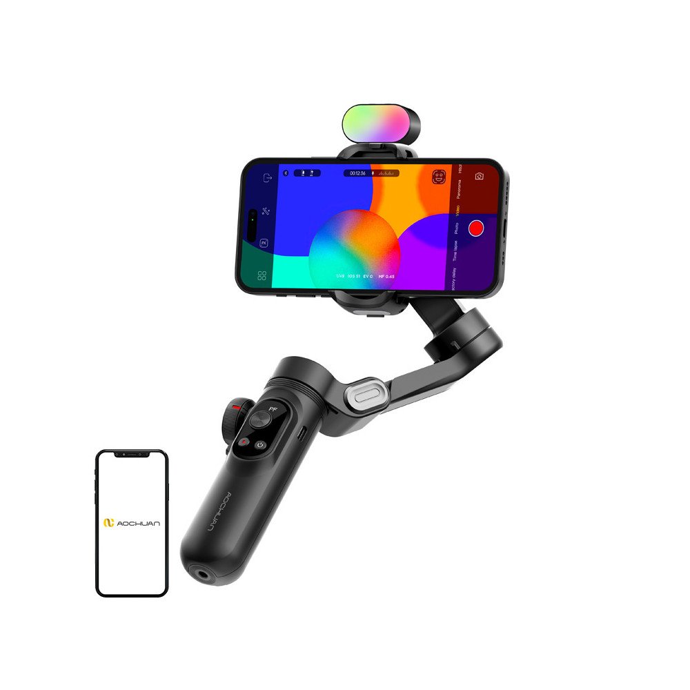 AOCHUAN X Pro Gimbal su RGB apsvietimu (juodas)