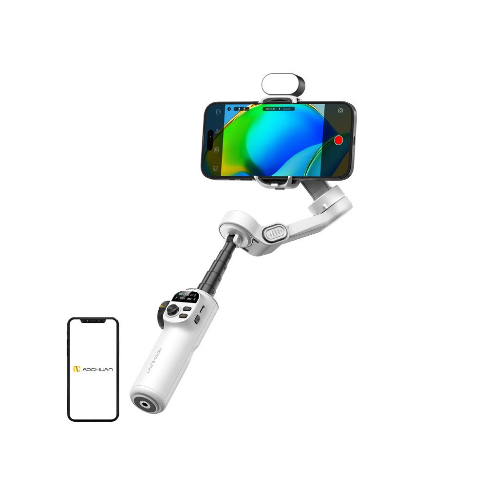 AOCHUAN X2 Gimbal RGB-valolla (valkoinen)