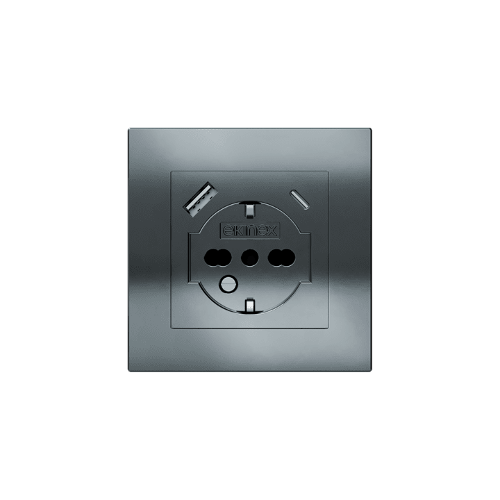 Ekinex plāksne 20venti 87x87 mm melns metāls EK-DQG-CBM