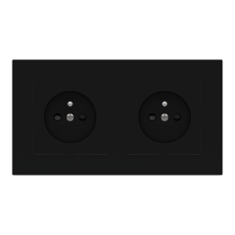 Rectangular Plate Deep (FF/71/20Venti) (87x158) 2 windows (55x55)+(55x55) Plastic Intense Black