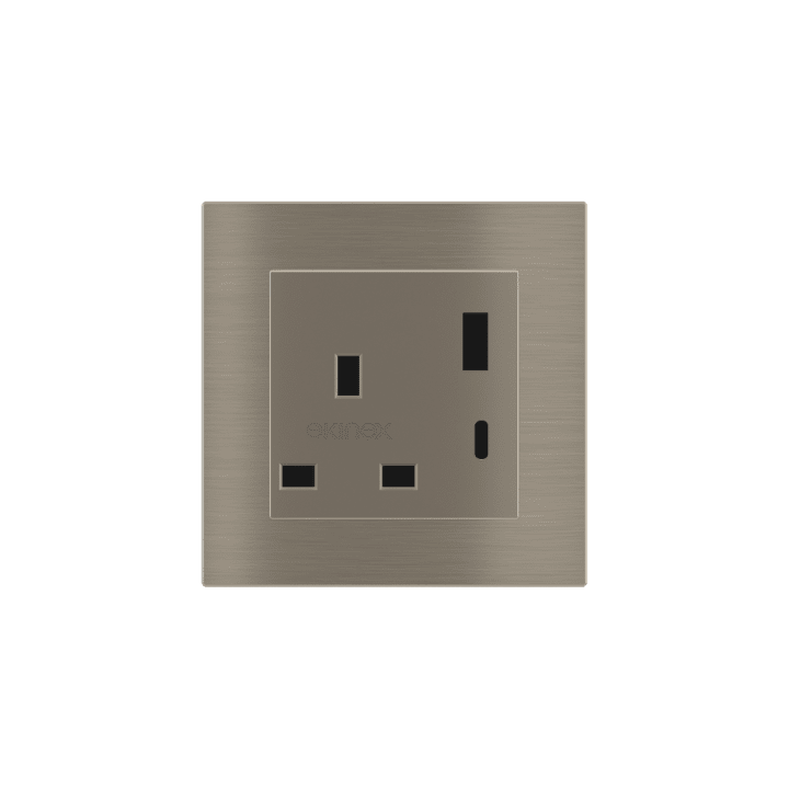 2 USB prievadas (A+TypeC) dažytas kvadratinis dangtelis JK lizdas (55x55) metalinis nikelis