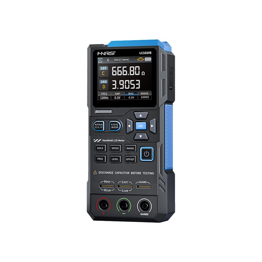 Erittain tarkka kadessa pidettava LCR-mittari FNIRSI LC1020E
