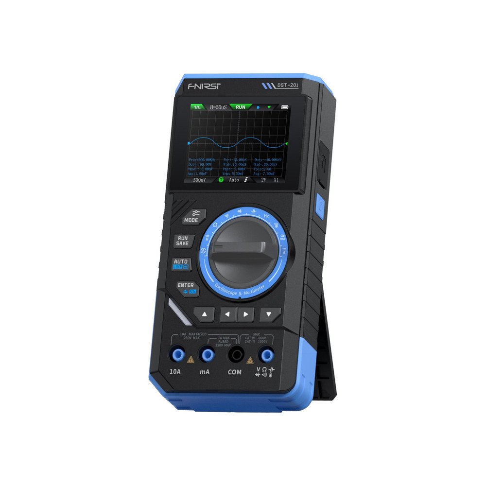 SigGen 3-in-1 FNIRSI DST-201 kadessa pidettava digitaalinen yleismittari oskilloskoopilla