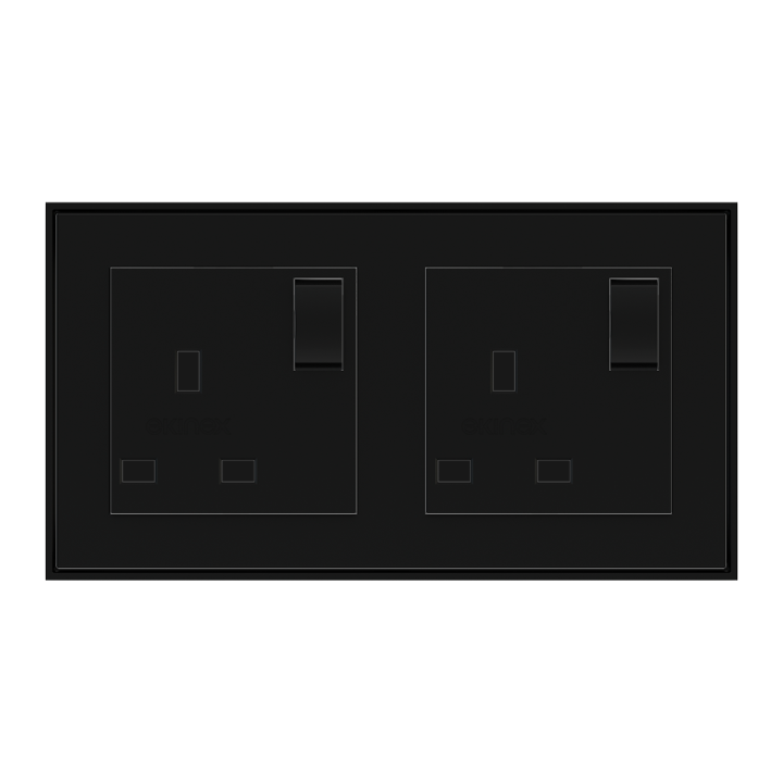 Square Plate 71 (Form/Flank/NF) (80x80) 1 window (55x55) Black Plastic