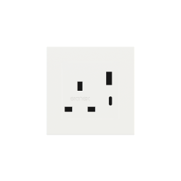 2 USB port (Type A+TypeC) painted Square Cover UK socket (55x55) Fenix NTM White Malè