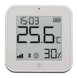 Shelly BLU H&T displejs ZB – temperatūras, mitruma un gaismas sensors ar e-papīra displeju, Zigbee, Bluetooth, balts