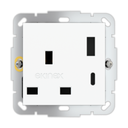 Power socket UK standard with USB, 55x55 mm