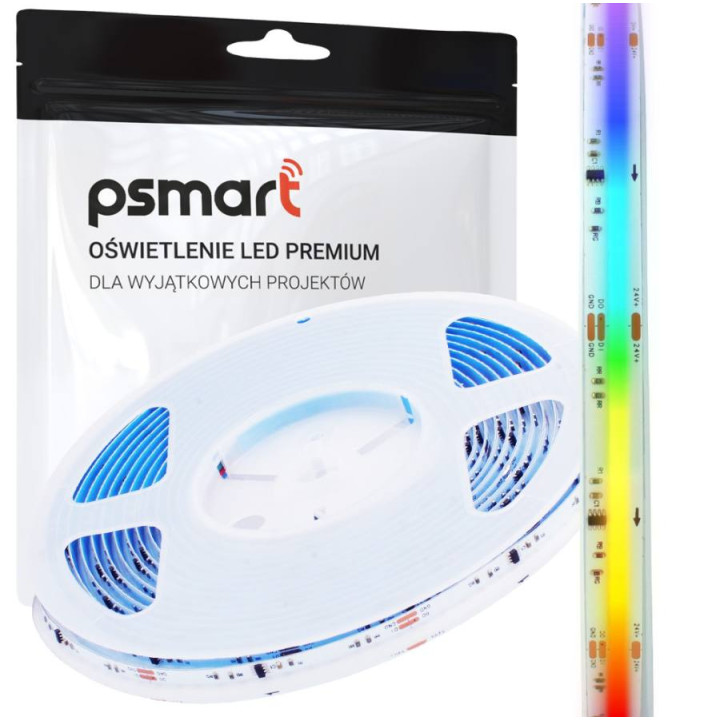 PSMART Taśma LED COB 24V RGBIC IP20 10mm 720led/m 5m