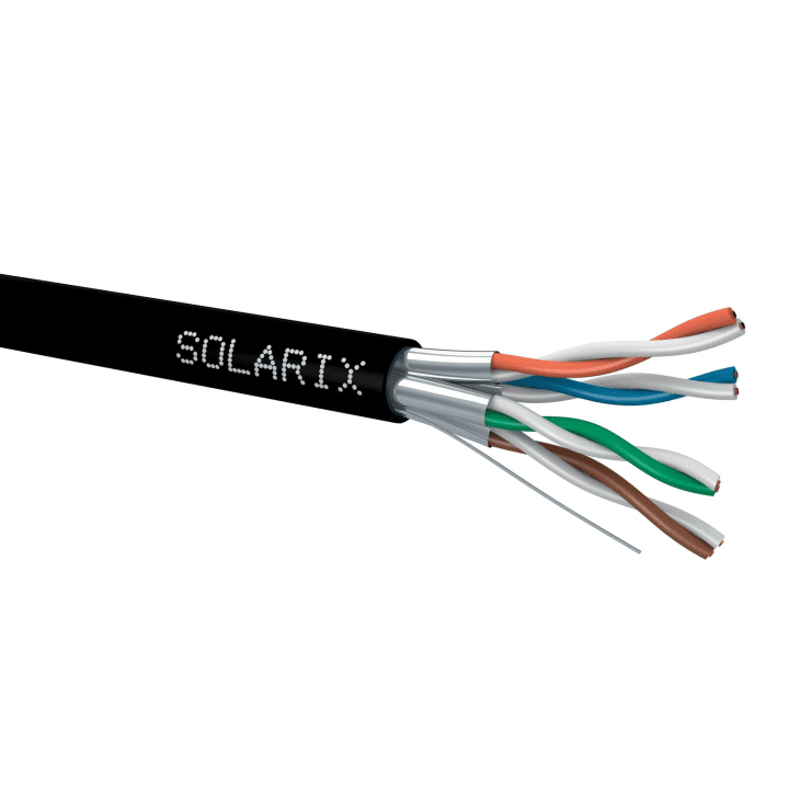 Solarix SXKD-6A-STP-PE vītā pāra kabelis Cat.6A STP PE Fca 500 m