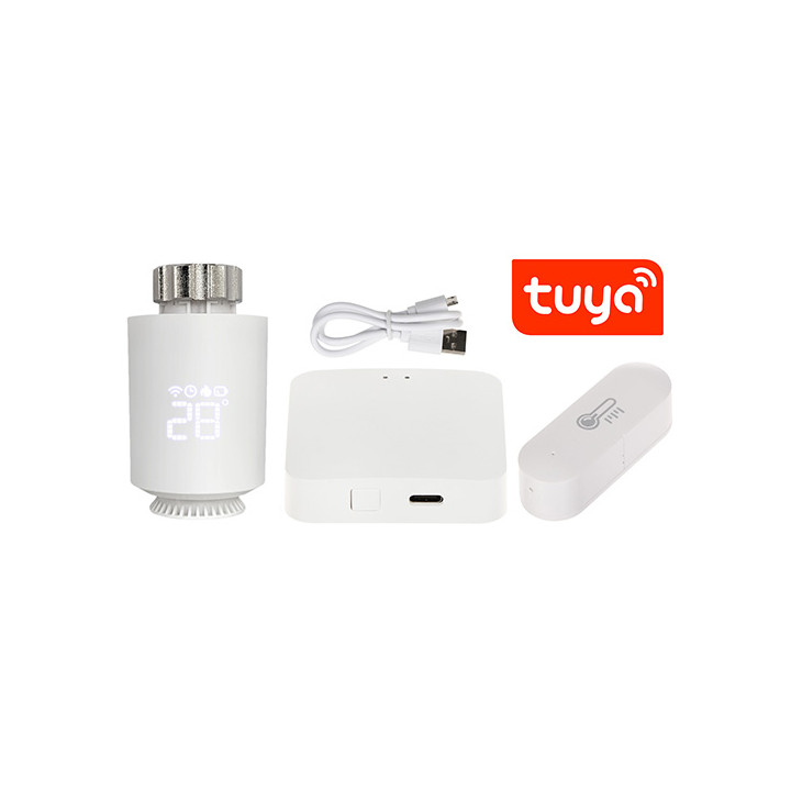 ATLO ATLO-TH-TUYA-1 Viedo termostata radiatora galviņu komplekts ar temperatūras sensoriem, Zigbee, Tuya Smart