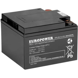 EUROPOWER EPS 28-12 – AGM baterija 12 V, 28 Ah, tarnavimo laikas 8-12 metų