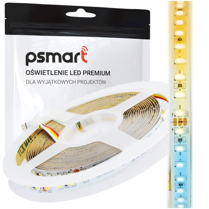 PSMART Taśma Pasek LED 24V CCT 2835 IP20 10мм 120LED/м 5м