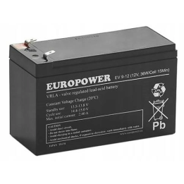 EUROPOWER EV 9-12 T1 – AGM akumulators 12 V, 8 Ah/C10, kalpošanas laiks 6–9 gadi