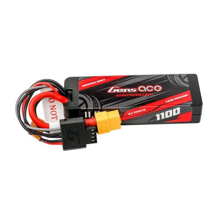 Gens ace G-Tech 1100mAh 11.1V 3S1P 60C GRP-76 Hardcase LiPo Battery with XT60 Plug