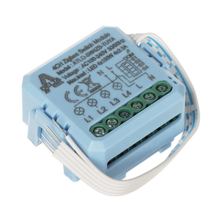 ATLO ATLO-SW4ZB-TUYA Zigbee viedais sienas slēdzis – 4 grupas, Tuya saderīgs, balss vadība ar Alexa un Google Home