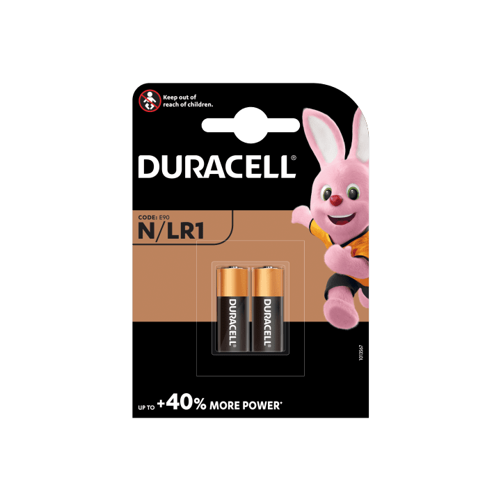 Duracell LR1 N LADY LR01 MN9100 KN E90 910A UM5 UM-5 AM5 4001 1.5V 825mAh 12x30.2mm šarminė baterija, pagaminta ES 2vnt.