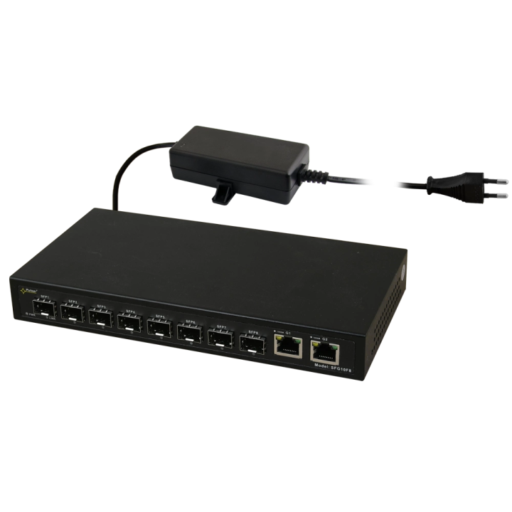 Pulsar SFG10F8 Optical Switch (8 × SFP, 2 × RJ45)