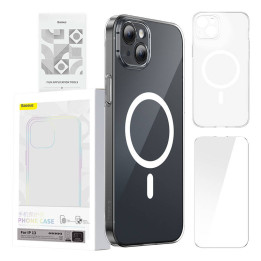 Baseus Magnetic Crystal Clear Case for iPhone 13 (Transparent) with Tempered Glass & Cleaning Kit ARSJ010602