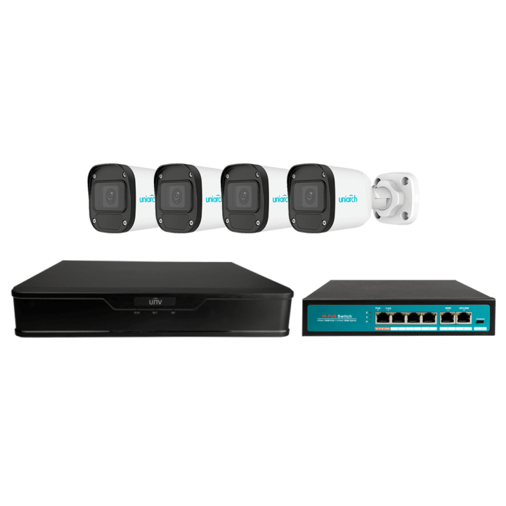 UNIARCH UV-KIT101-B44XPOE 4 kanālu PoE CCTV komplekts ar kamerām