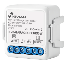 NIVIAN RETAIL NVS-GARAGEOPENER-W Smart Wi-Fi Garage Door Opener Relay Module, 1-Channel, 10A, Works with Smarteg Smart Life