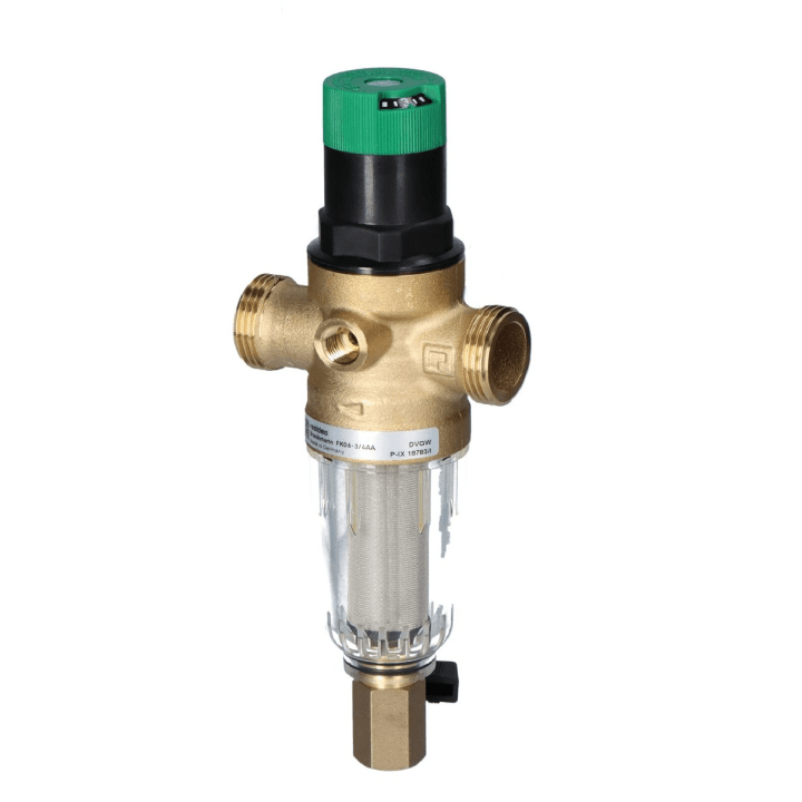 Resideo Braukmann mini-plus filtras su slėgio reguliatoriumi FK06, 3/4 colio, su skalavimu