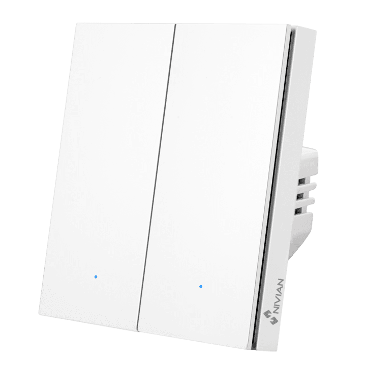 NIVIAN RETAIL NVS-FLATWALLSWITCH-201-WRB Smart Wi-Fi -seinäkytkin, 1-Gang Touch, valkoinen