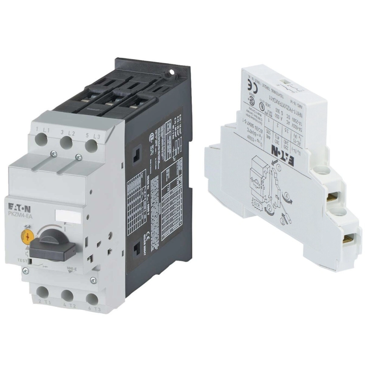 Eaton Motor-protective circuit breaker PKZM4, Ir=55-63A PKZM4-63-EA + Auxiliary contact block 1NO 1NC NHI11-PKZ0