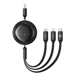 Baseus Free2Draw 3-in-1 USB to M+L+C 100W Cable, 1.1m (Black) P10368700111-03