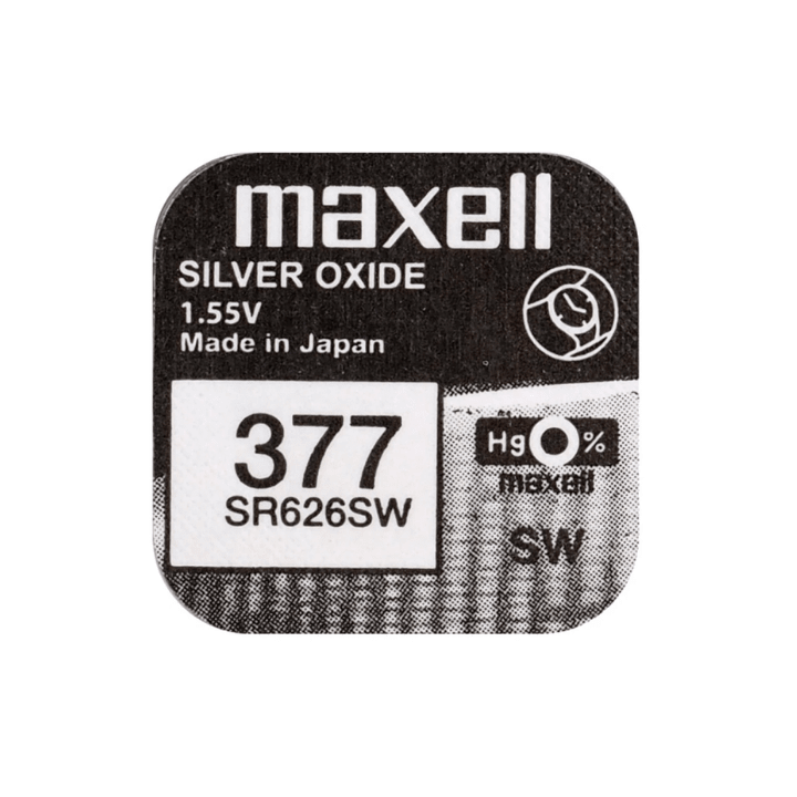 Maxell 377 SR626SW/D377/SR66/280-39 1.55V 28mAh Sudraba oksīda 0% Hg akumulators