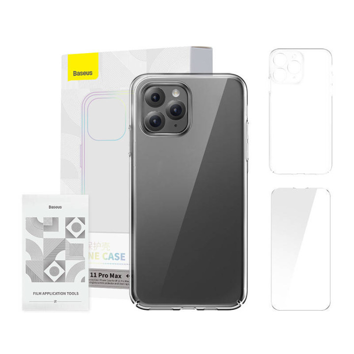 Baseus Crystal Series Clear Case for iPhone 11 Pro Max + Tempered Glass + Cleaning Kit (ARSJ000202)