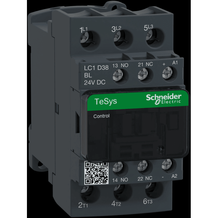 Schneider Electric TeSys Deca 3P 3NO kontaktorius, 1NO+1NC, ritė 24 V DC 38A 18,5 kW 45mm DIN