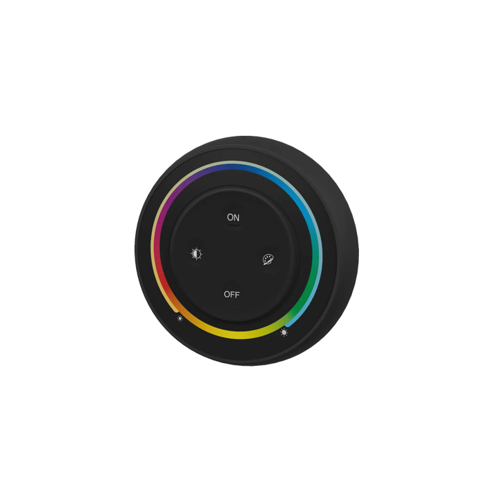 Sienas kontrolieris RGB+CCT apaļš 1-zona 2xAAA melns S2-B