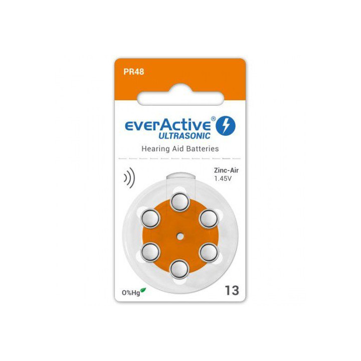 EverActive Ultrasonic 13 PR48 B0134 B26PA AC13E HA13 13AU DA13 13HPX ZA13 PR13H 1,45 В воздушно-цинковые батарейки для слуховых 