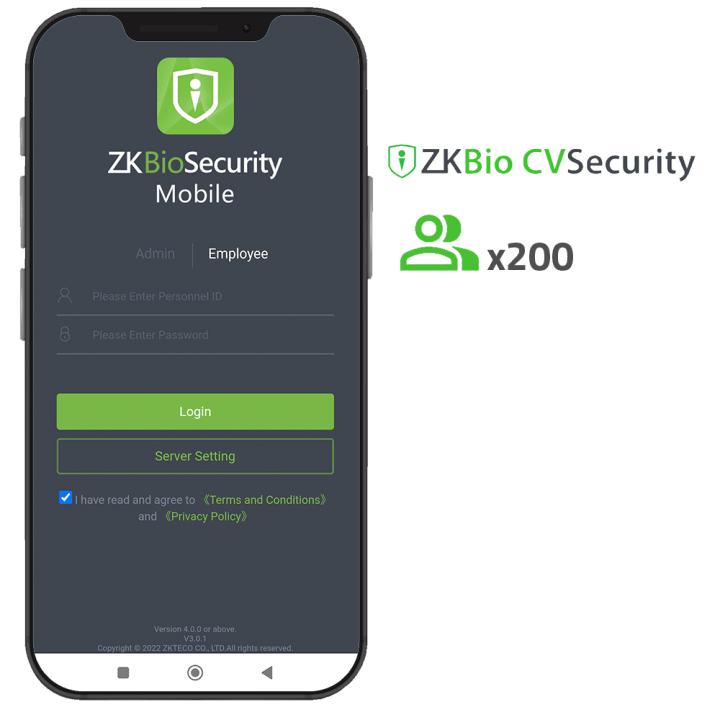 ZKTECO ZK-SOF-BIOCV-MBAPP-200EMP pirkstu nospiedumu terminālis