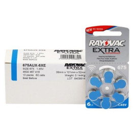 10x Rayovac Extra Advanced 675 PR44 1.45V dzirdes aparātu baterijas 675AU 675DS 675HPX A675 AC 675 DA675 HA675 PR 44 PR675H ZA67