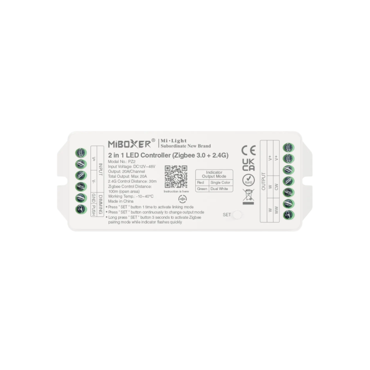 Divi vienā CCT kontrolieris 12–48V 20A Zigbee 3.0 + 2.4G PZ2