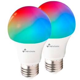NIVIAN RETAIL 2XNVS-BULB-RGBW-9E27-W viedā RGBW LED spuldze E27