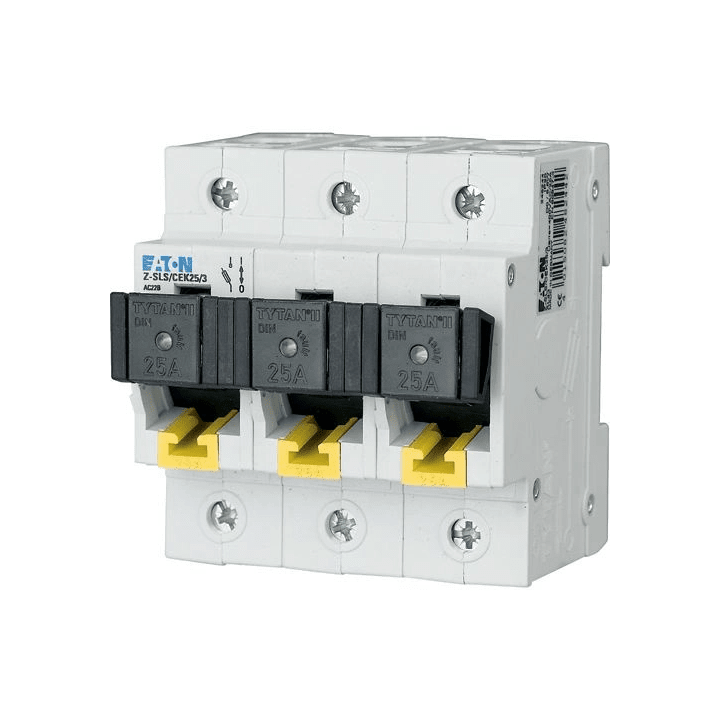 Eaton Z-SLS/CEK25/3 3-pole fuse disconnector DIN mounting IP20 25 A 400 V AC 50 kA D02 AC-22B Uimp 6 kV 50/60 Hz