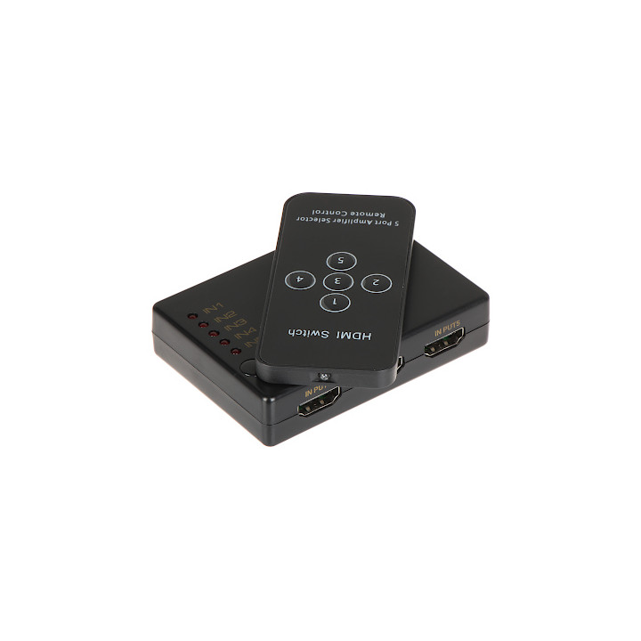 HDMI slēdzis 5x1 HDMI-SW-5/1P 5 ieejas 1 izeja 1080p 3D