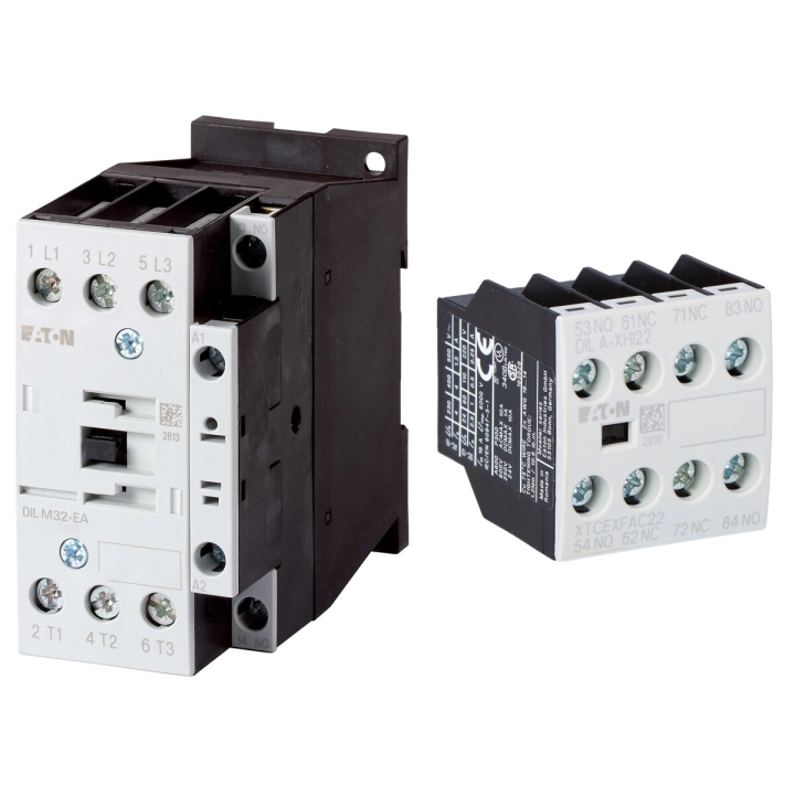 Контактор Eaton 15 кВт/400 В, управление 24 В постоянного тока DILM32-01-EA(RDC24) + Вспомогательные контакты 2НО 2НЗ DILA-XHI22