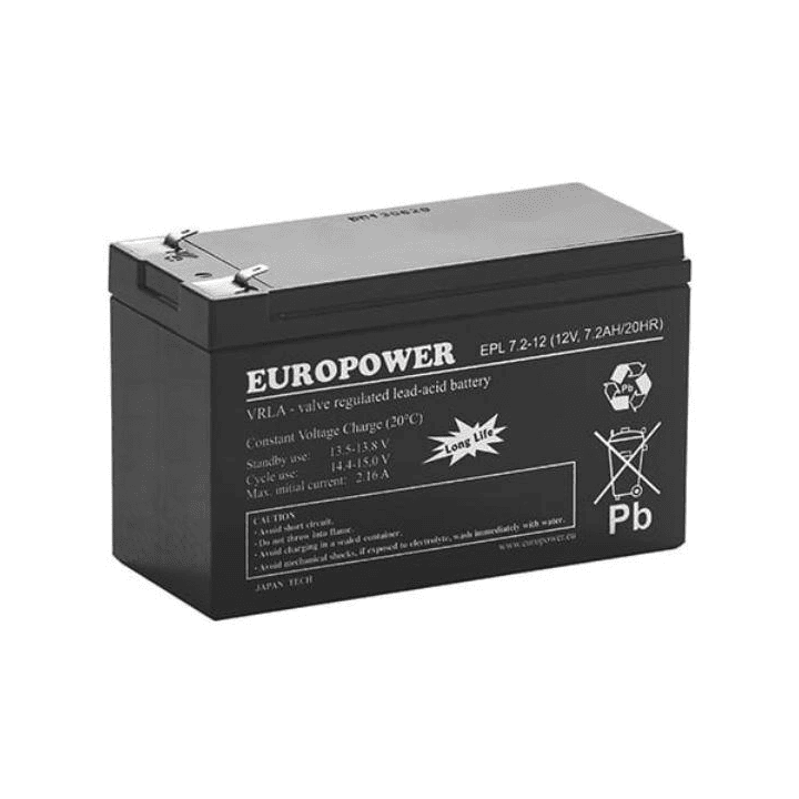 EUROPOWER EPL 7,2-12 T1 – AGM akumuliatorius 12 V, 7,2 Ah