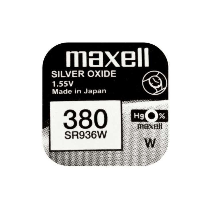 Maxell 380 / SR936W 1,55 V 75 mAh 0% Hg hõbeoksiidi aku