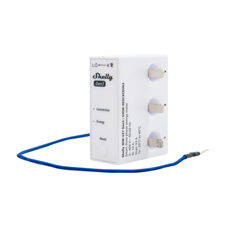 Shelly 3EM-63T Gen3 1/3-Phase WiFi Energy Meter (Flat Terminal)